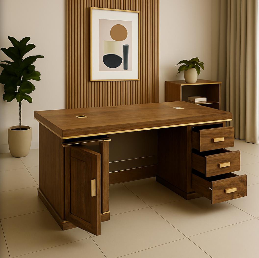 Reception desk, Executive desks, coat hangers, high back chairs, Eames dining set, filing cabinet, fireproof safe,