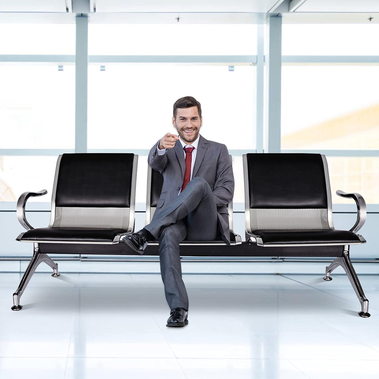 Reception desk, waiting chair, executive desk, mahogany coat hanger, wooden credenza, filling cabinet, fireproof safe,