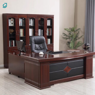Reception desks, wooden credenza, filing cabinet, movable pedestal, CEOS Recliner seat, mesh chairs, mahogany coat hanger,