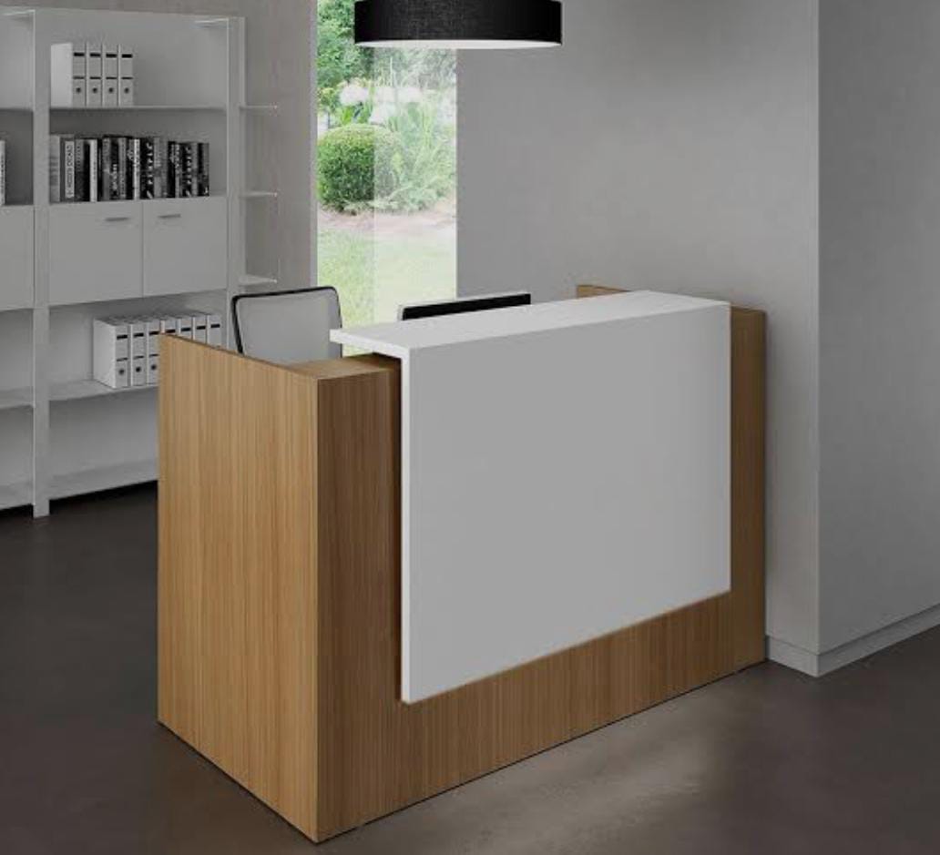 Workstation, reception desk, mahogany coat hanger, executive desks, wooden credenza, filing cabinet,