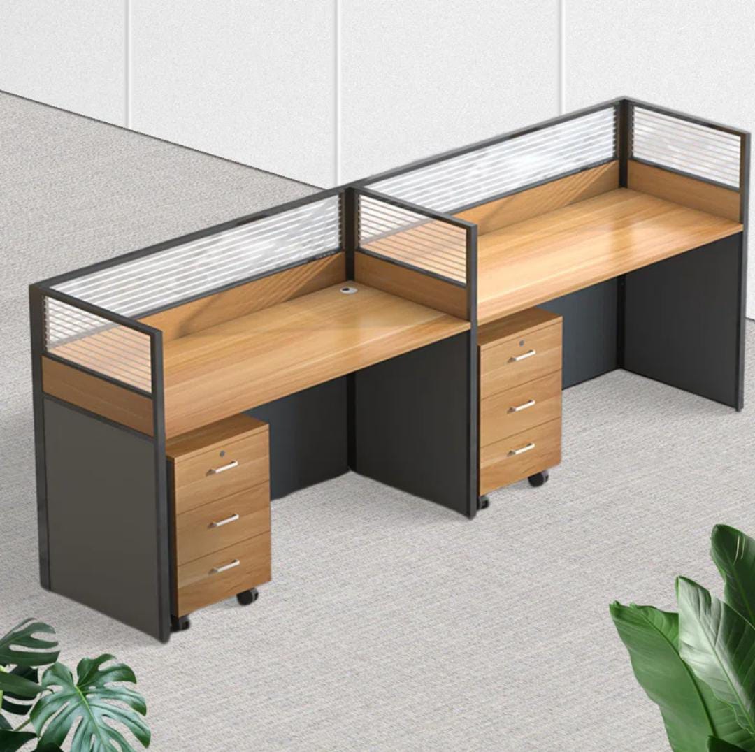 Reception desk, Executive Desk, waiting bench, filing cabinet, high back chairs, movable pedestal,