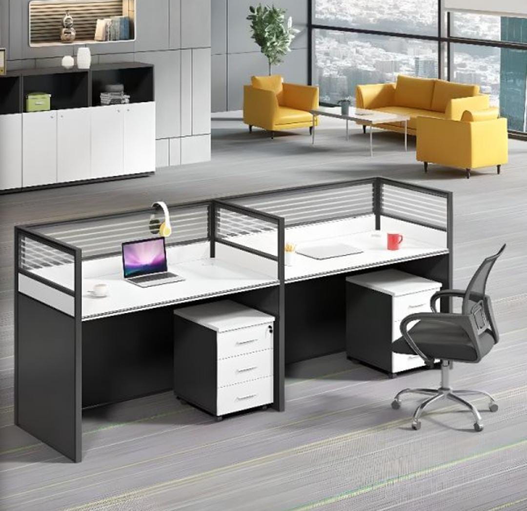 Reception desk, Executive Desk, waiting bench, filing cabinet, high back chairs, movable pedestal,