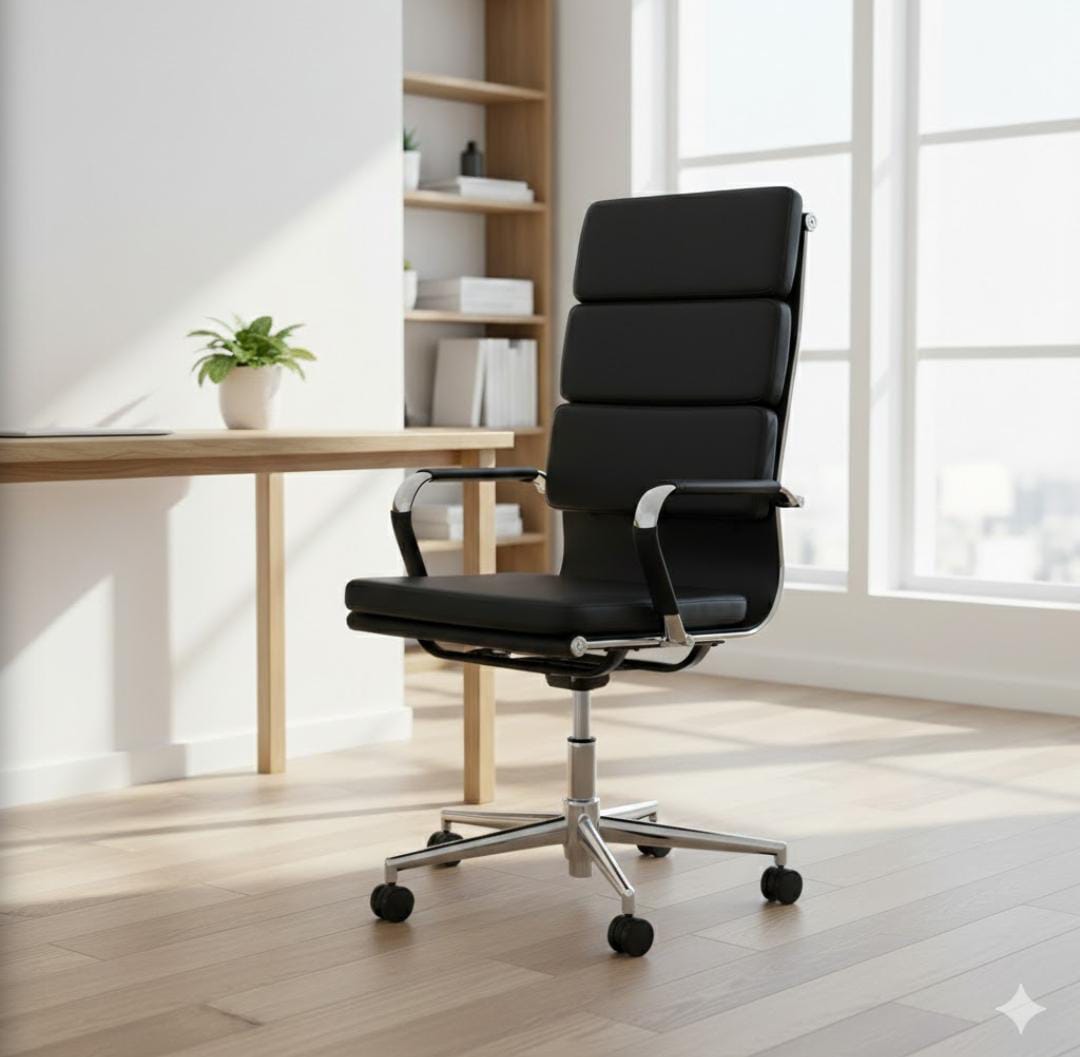 Office workstation, high back chairs, marble table, executive desk, filing cabinet, fireproof safe, mahogany coat hanger,