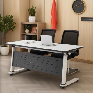 Workstations, Reception desk, 2-door wooden credenza, Mahogany coat hangers, Filing cabinet, Fireproof safe, Movable pedestal,