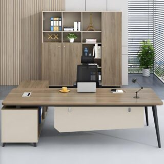 Workstation, Reception desk, Executive desk, Mahogany coat hanger, 2-door wooden credenza, Movable pedestal, Headrest chairs, Foldable training table,