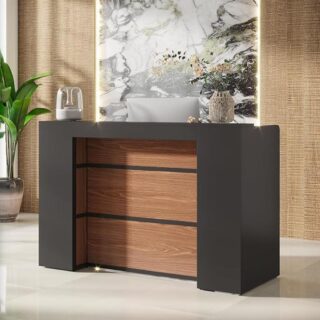 Reception desk, Executive desk, Waiting bench, Marble table, mahogany coat hanger, filing cabinet, fireproof safe,