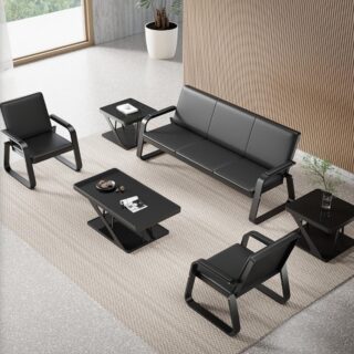 Catalina visitors seat, Waiting bench, Reception desk, Workstations, Filing cabinets, Coat hangers, Movable pedestal, 2-Door wooden credenza,