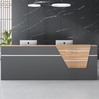 Reception desk, Waiting bench, Workstations, Movable pedestal, 2-Door wooden credenza, Filing cabinet, Fireproof safe, Coat hangers, Executive desk,