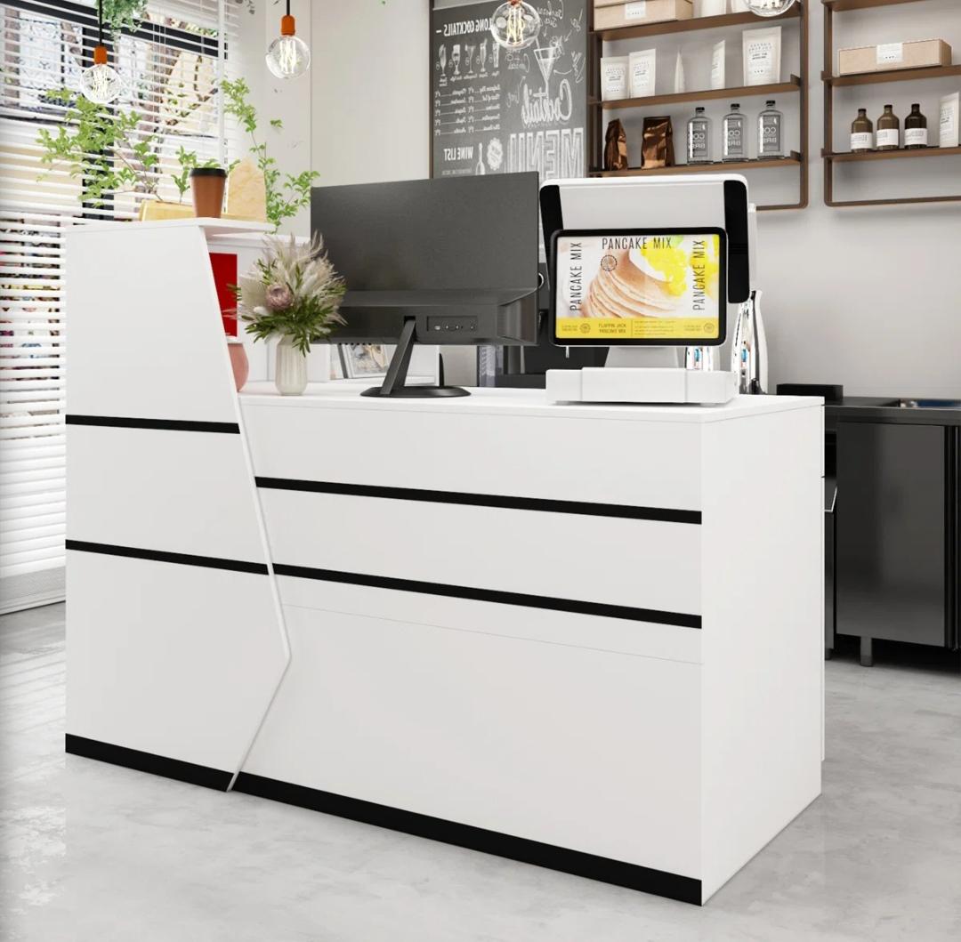 Workstations, Reception desk, Fireproof safe, Filing cabinet, Coat hangers, Movable pedestal,