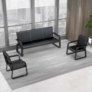 Waiting bench, Dining table, Dressing table, Reception desk, Workstations, Office desks, Office chairs, Mahogany coat hangers,