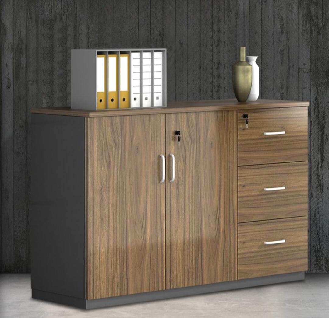 Workstation, Reception desk, Waiting sofa, 2-Door wooden credenza, Movable pedestal, Filing cabinet, coat hangers, Dining table,