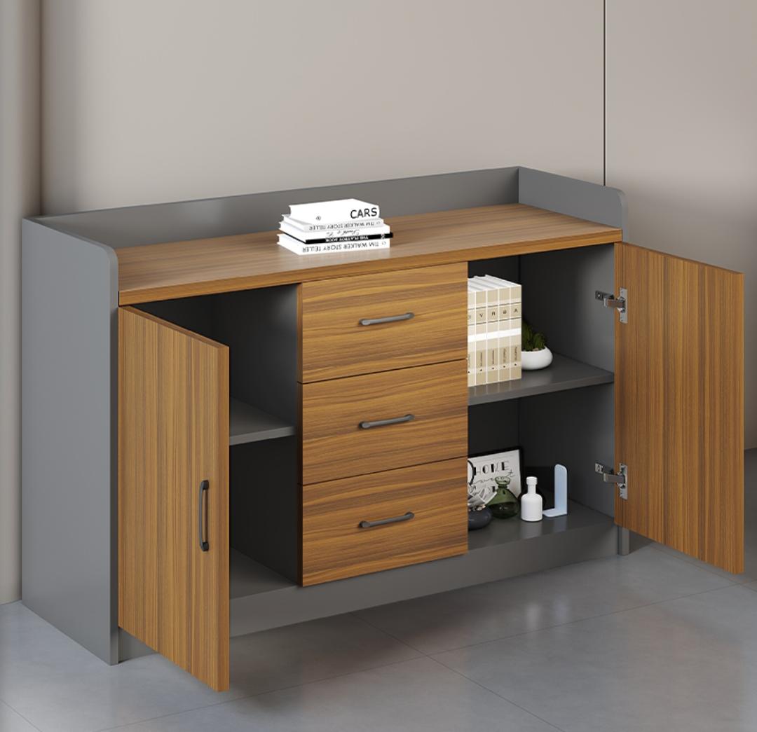 Reception desk, Workstations, Fireproof safe, 2-Door Wooden Credenza, Movable pedestal, Mahogany coat hanger, Executive desk, Dining table,